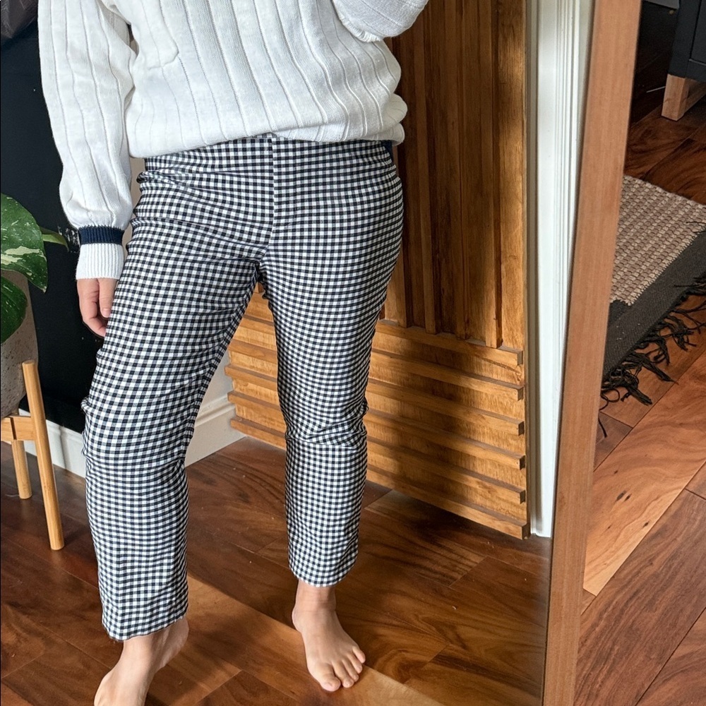 Autres Filles Checked Cropped Straight Leg Pull on Pants. M